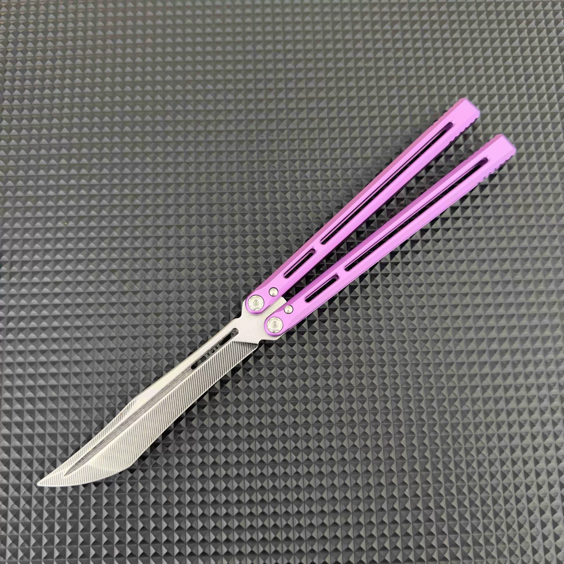 Purple aluminum butterfly knife trainer