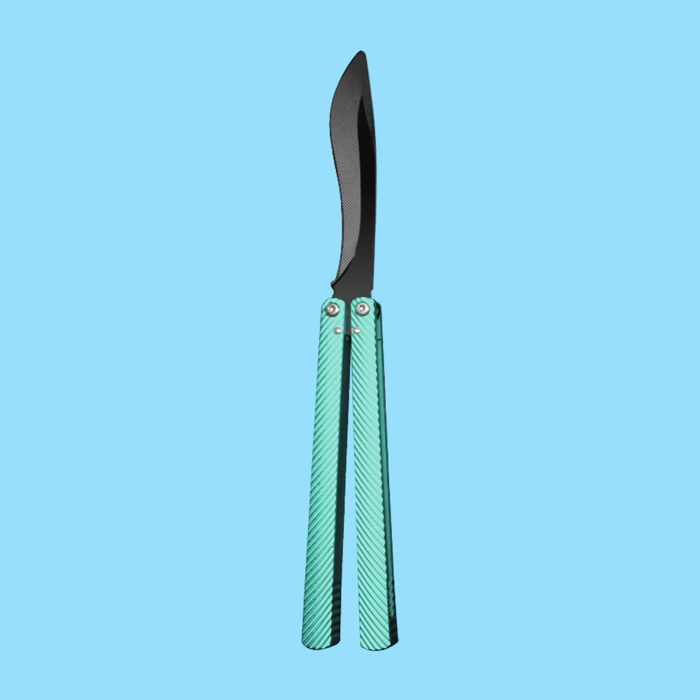 Black Rounded / Green Handle butterfly knife trainer