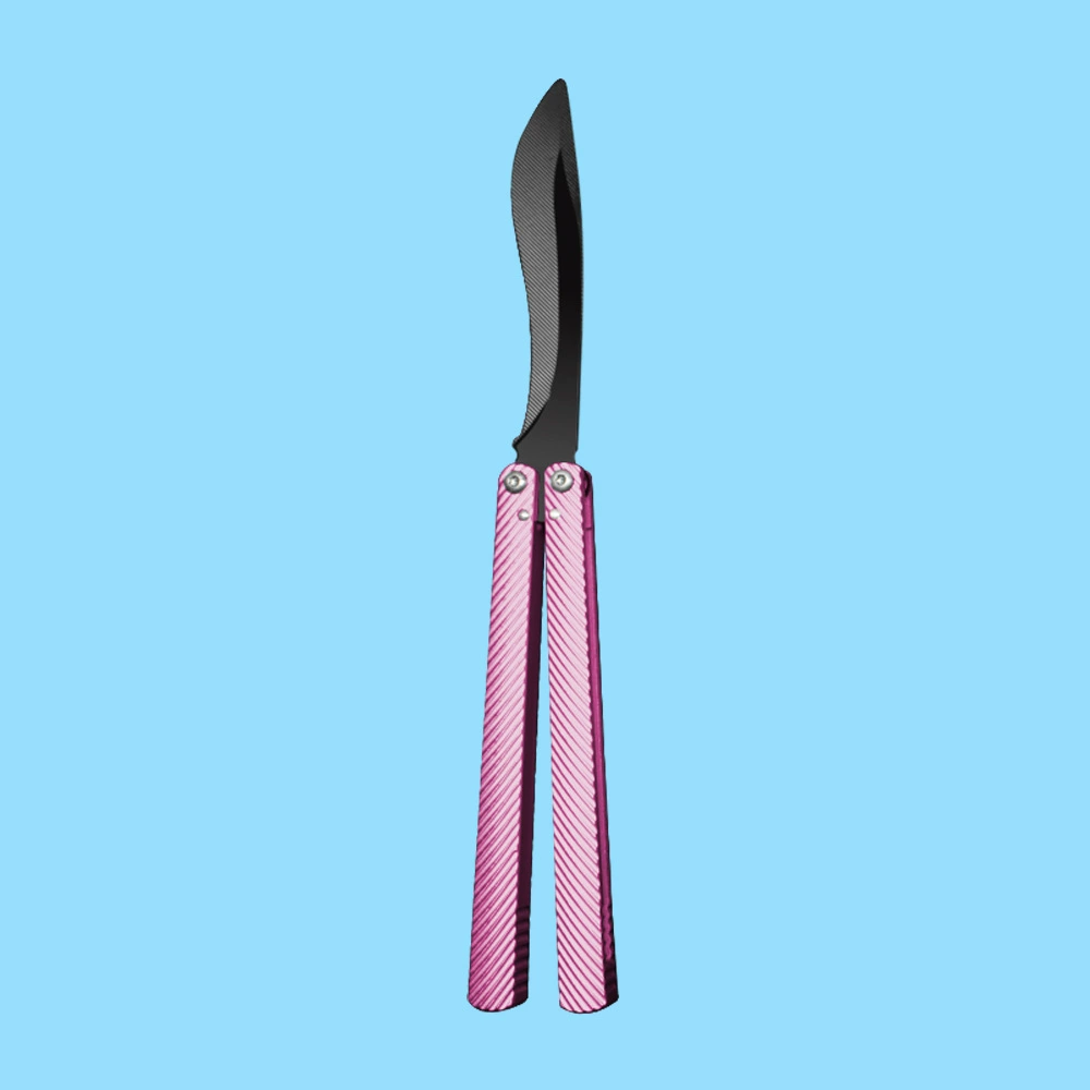 Black Rounded / Pink Handle butterfly knife trainer