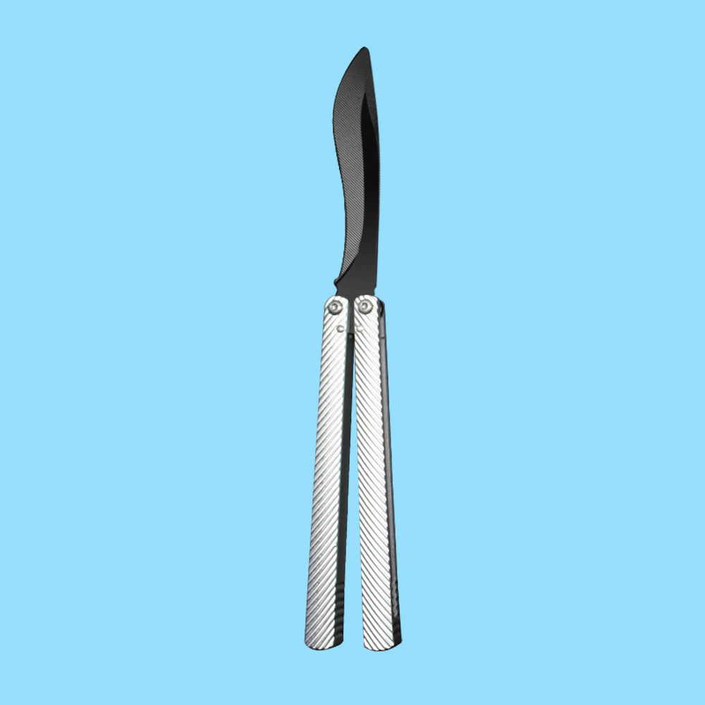 Black Rounded / Silver Handle butterfly knife trainer