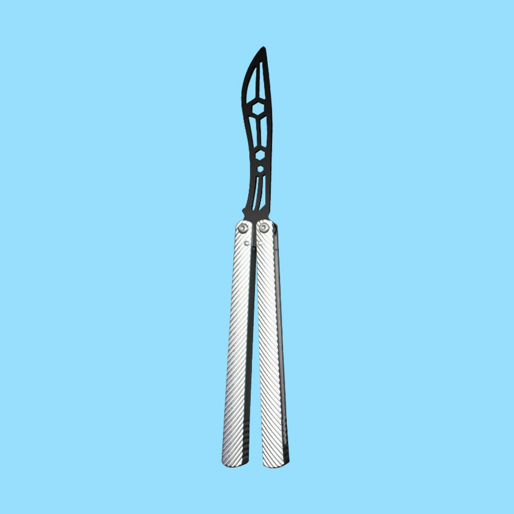 Black Star / Silver Handle butterfly knife trainer