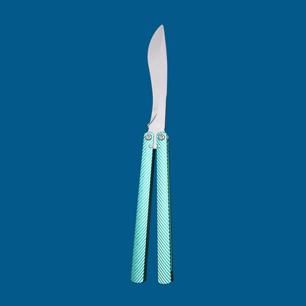 Silver Rounded / Green Handle butterfly knife trainer