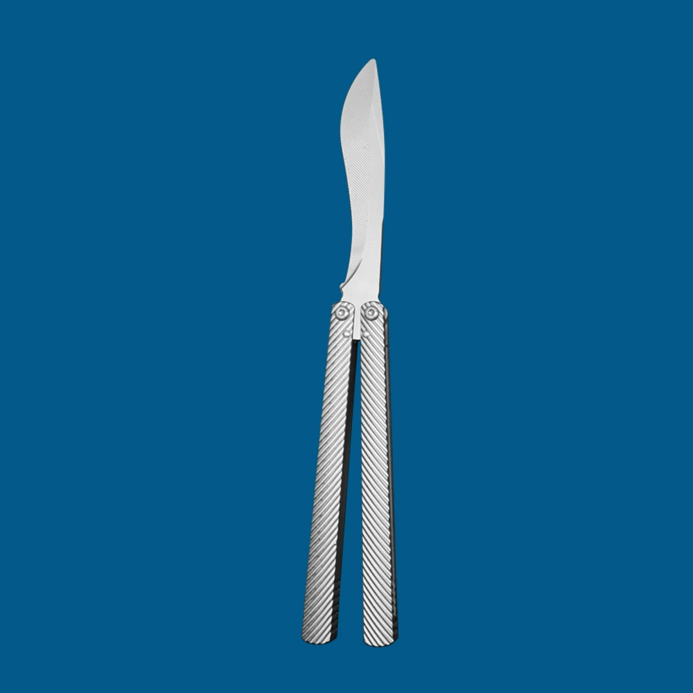 Silver Rounded / Silver Handle butterfly knife trainer