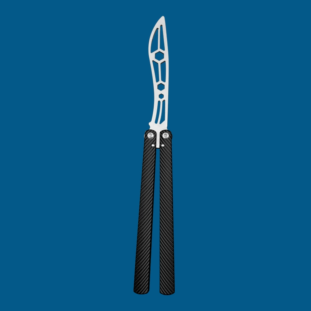 Silver Star / Black Handle butterfly knife trainer