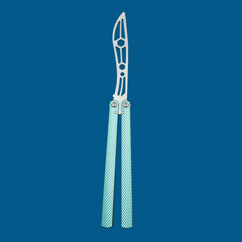 Silver Star / Green Handle butterfly knife trainer