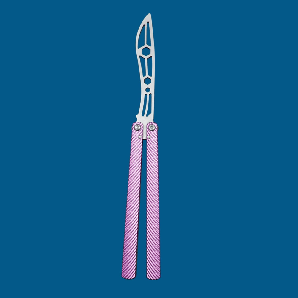 Silver Star / Pink Handle butterfly knife trainer