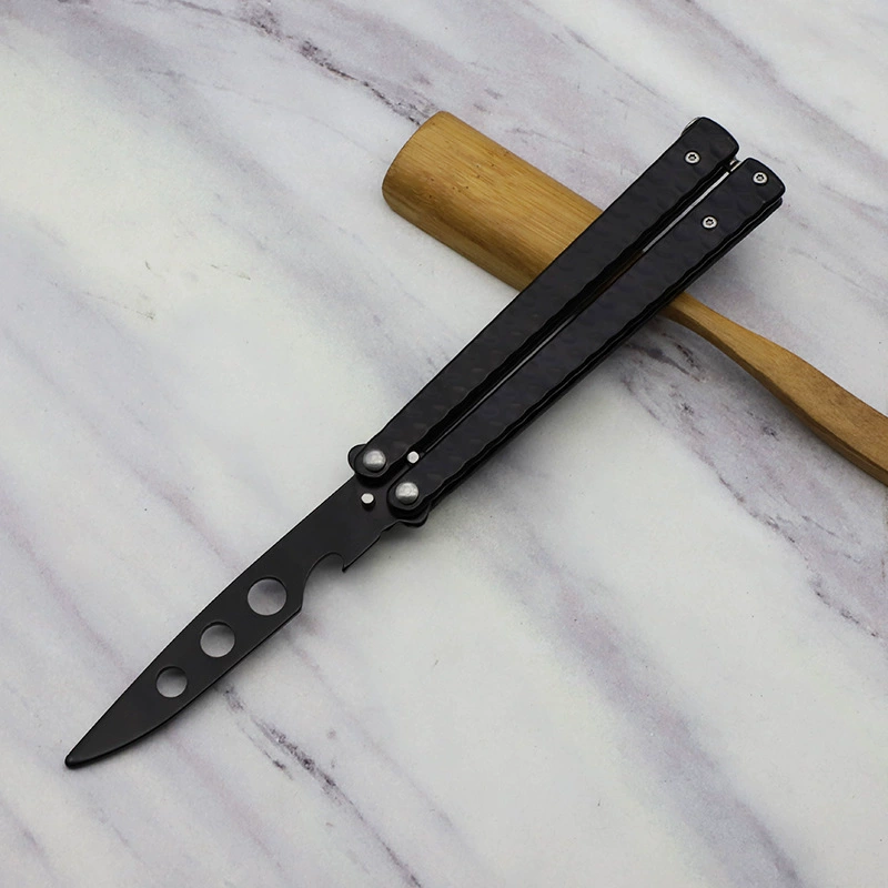 Black B10 stainless steel butterfly knife trainer