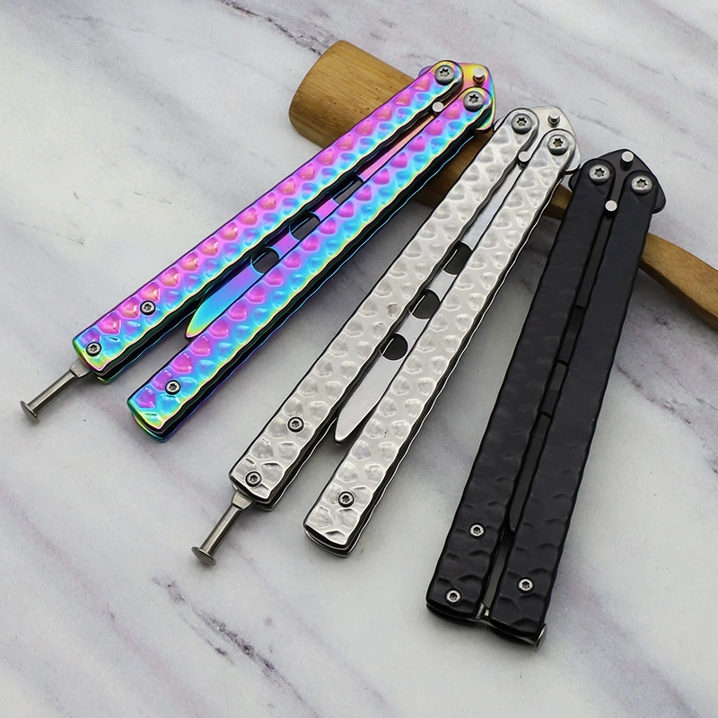 Silver B10 stainless steel butterfly knife trainer