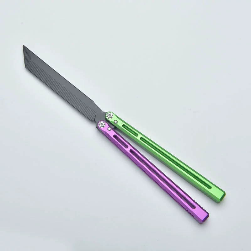 Blue / Green / Black Blade CNC aluminum butterfly knife trainer