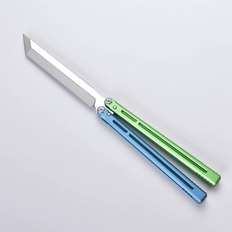 Blue / Green / Silver Blade CNC aluminum butterfly knife trainer
