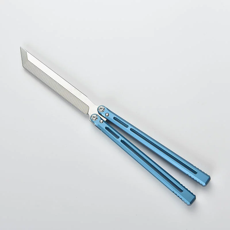 Blue / Silver Blade CNC aluminum butterfly knife trainer
