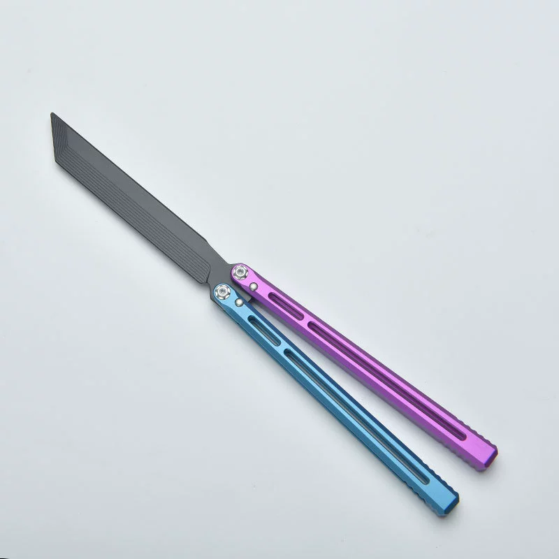 Blue / Purple / Black Blade CNC aluminum butterfly knife trainer