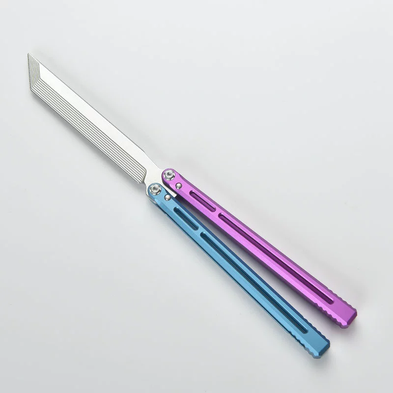 Blue / Purple / Silver Blade CNC aluminum butterfly knife trainer
