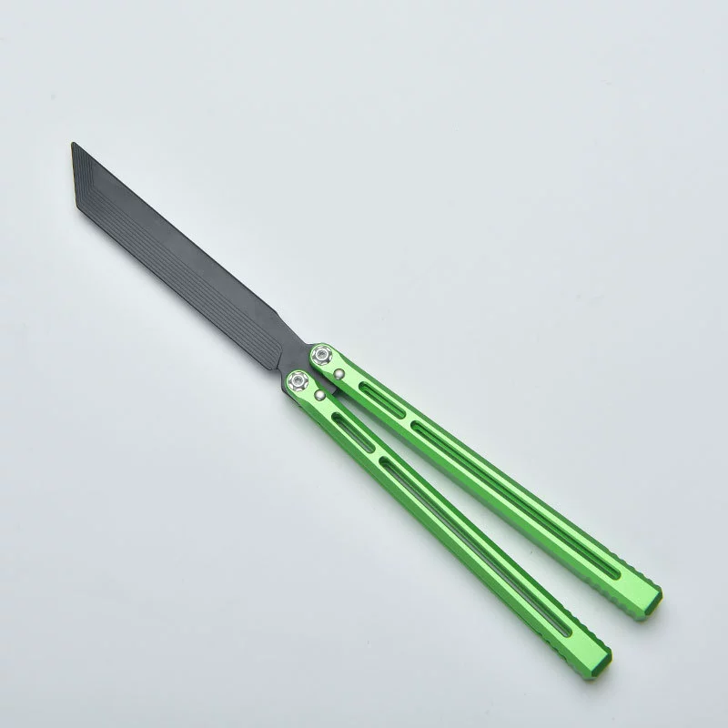 Green / Black Blade CNC aluminum butterfly knife trainer