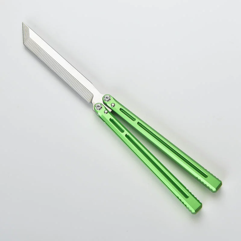 Green / Silver Blade CNC aluminum butterfly knife trainer