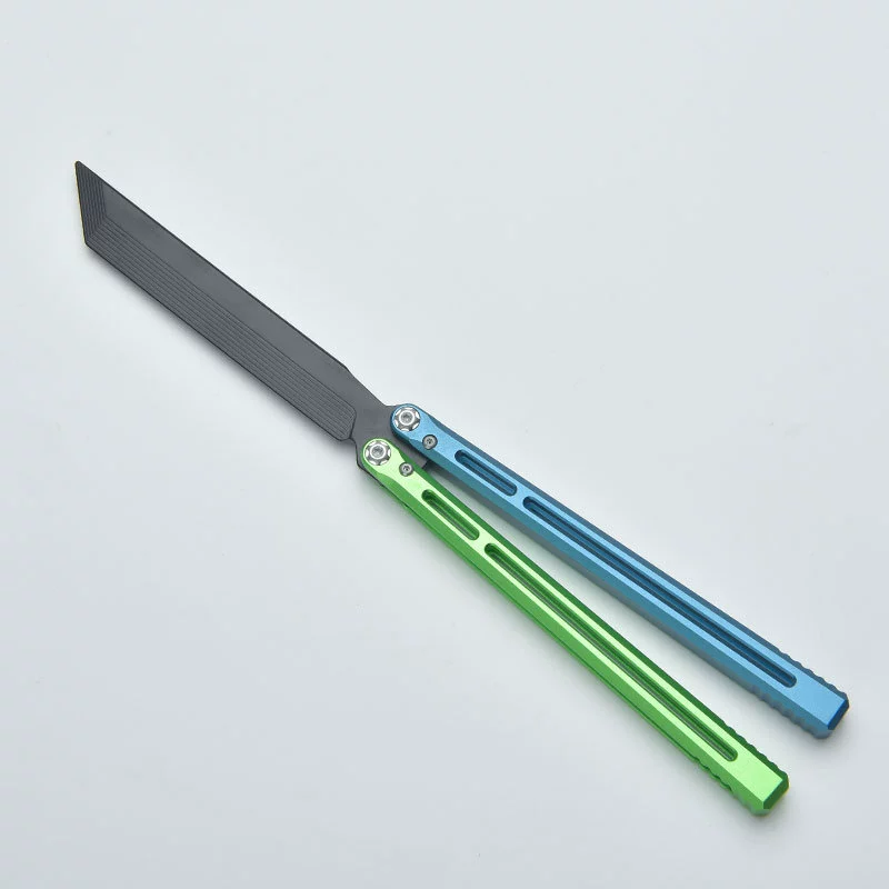 Purple / Green / Black Blade CNC aluminum butterfly knife trainer