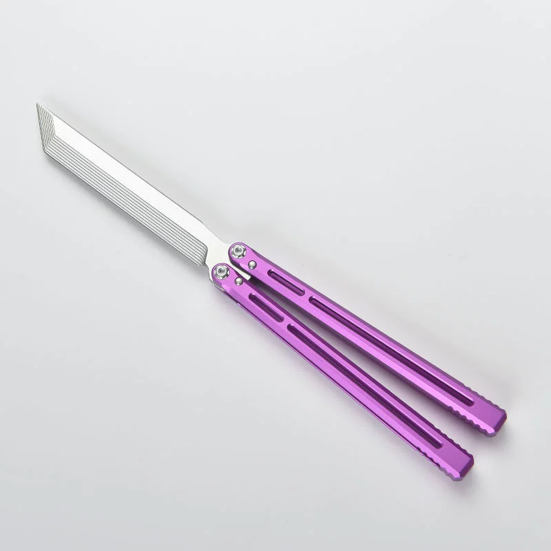 Purple / Silver Blade CNC aluminum butterfly knife trainer