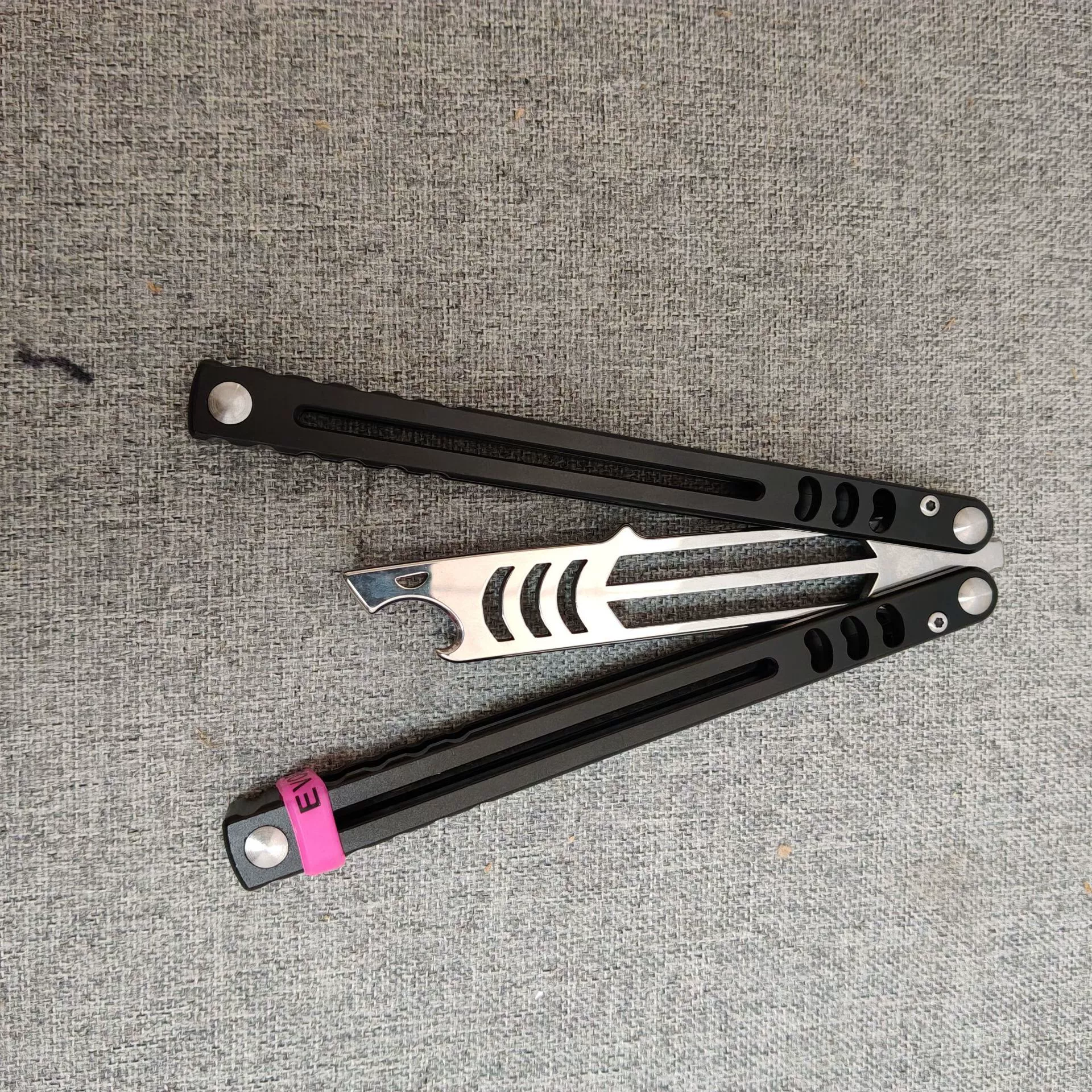 Black DJ-37 aluminum-handle butterfly knife trainer