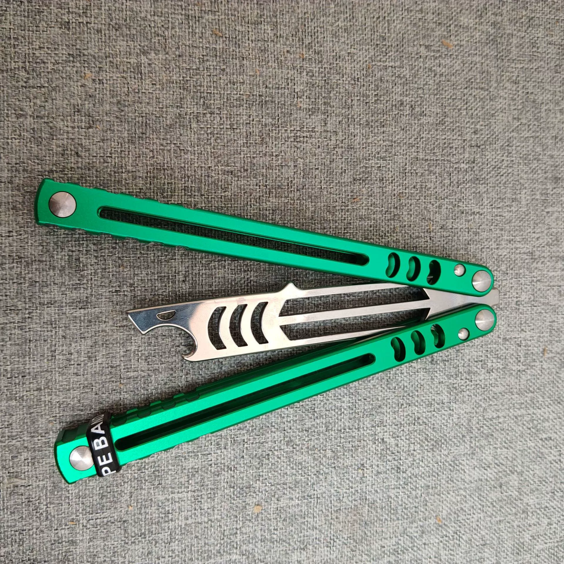 Green DJ-37 aluminum-handle butterfly knife trainer