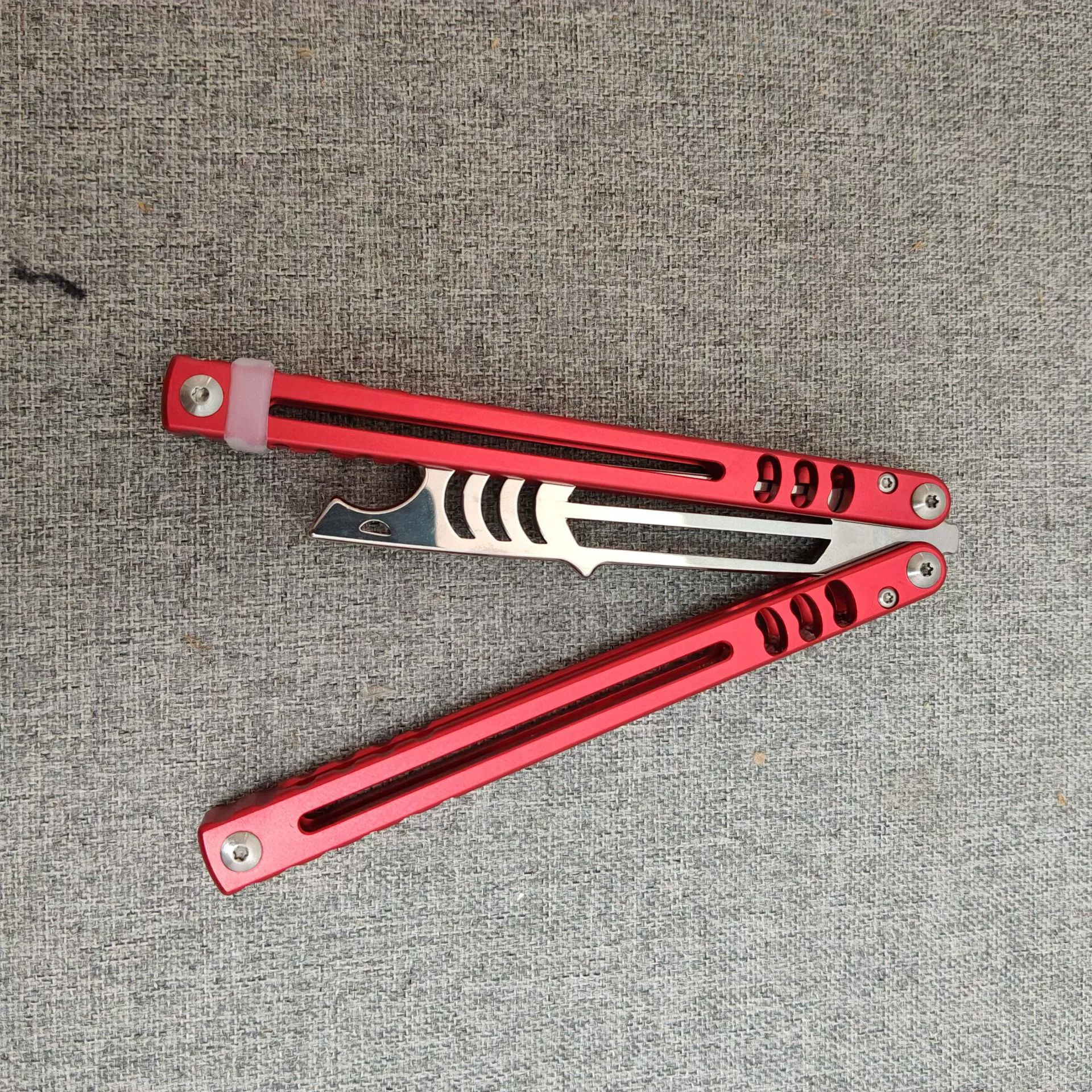 Red DJ-37 aluminum-handle butterfly knife trainer