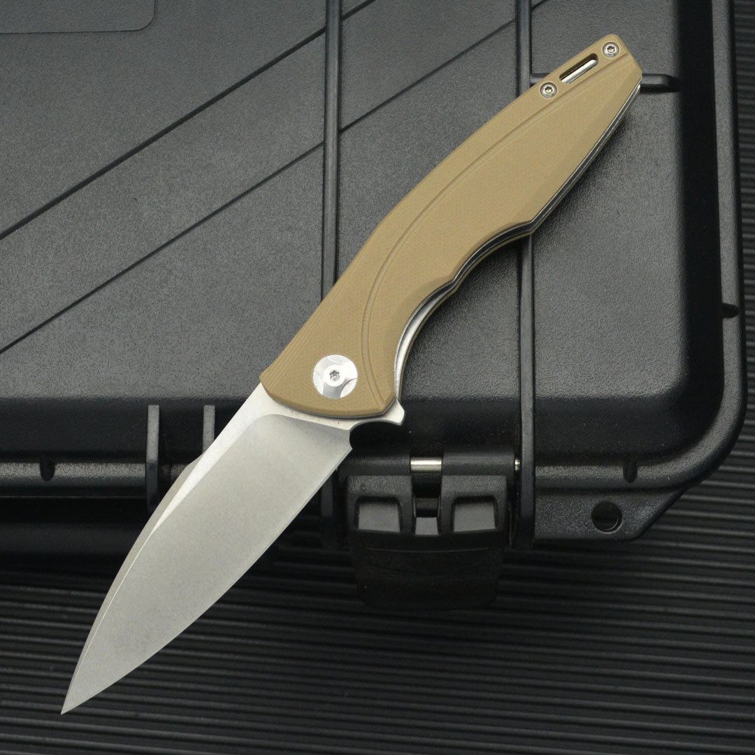 Ruisu D2 Steel Folding Knife with G10 Handle - Desert Tan
