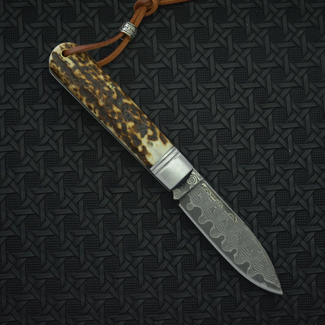 Ruisu Damascus Steel Gentleman's Pocket Knife - product view 3