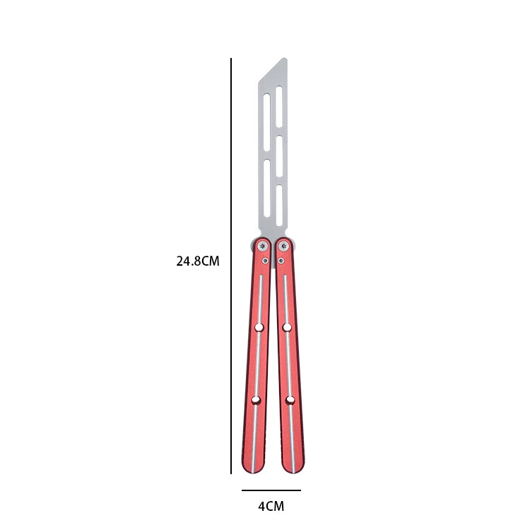 Red six-series aluminum butterfly knife trainer
