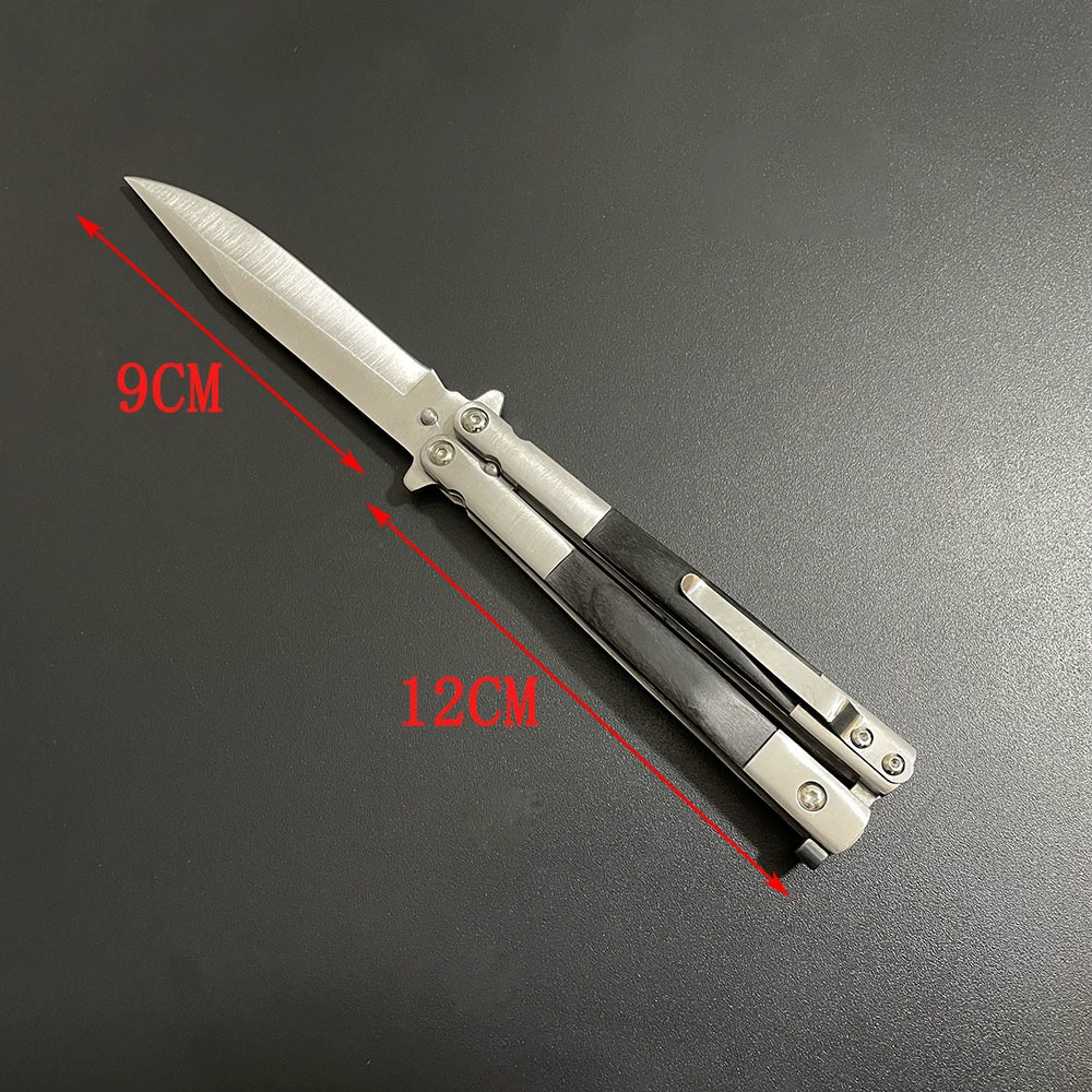 Black decorative-handle stainless butterfly knife